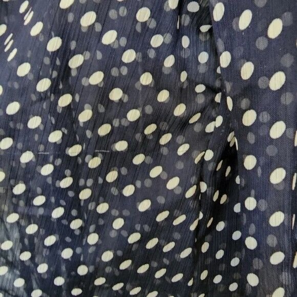 Eyeshadow Junior's Polka Dot Sheer V-Neck Half Sleeve Button-Down Blouse Medium - Picture 5 of 10